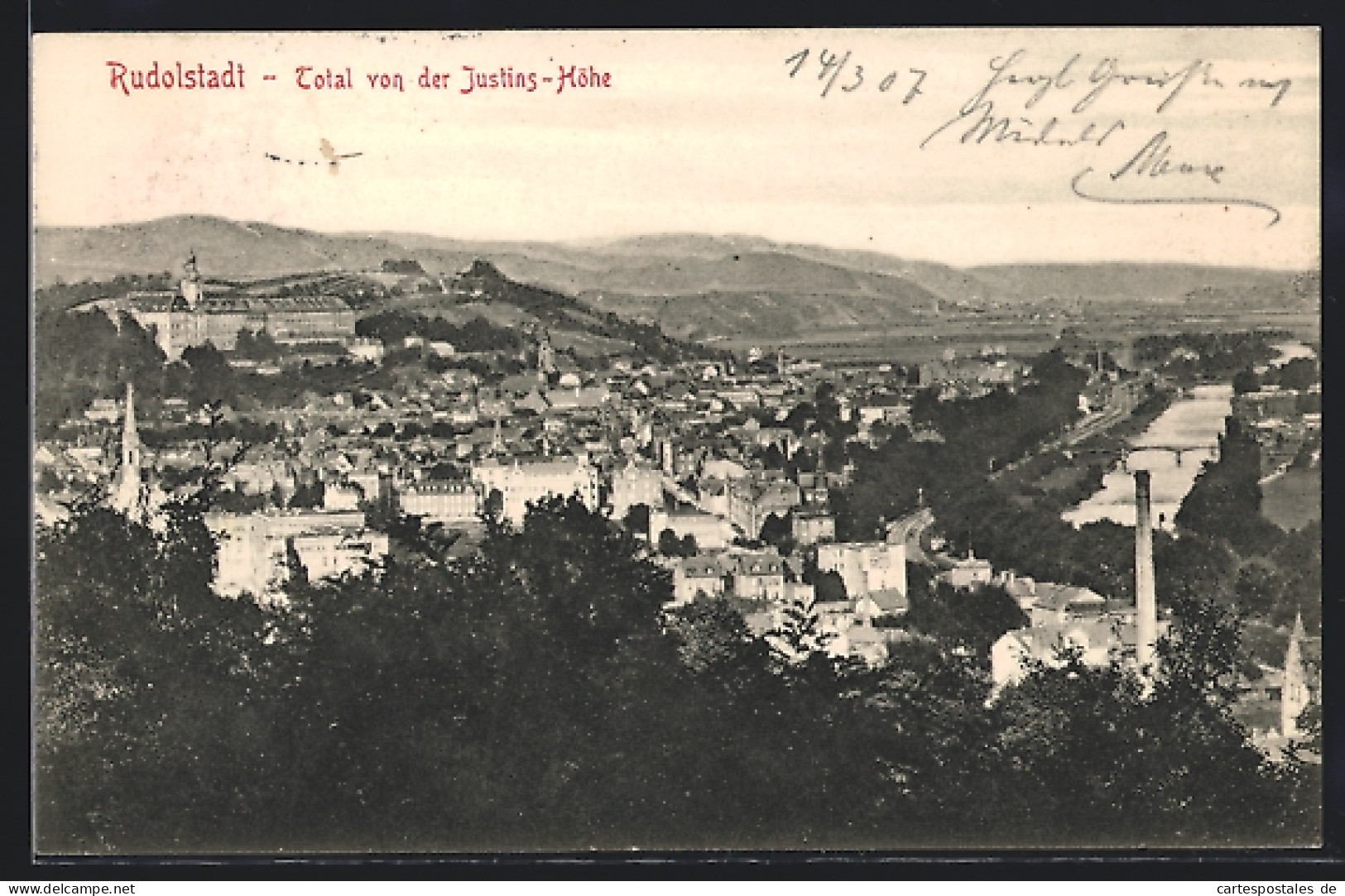 AK Rudolstadt, Totalansicht Von Der Justinshöhe Aus Gesehen  - Rudolstadt