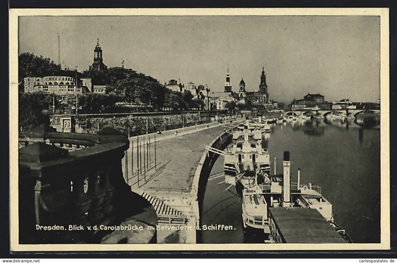 AK Dresden, Blick Von Der Carolabrücke Auf Belvedere Und Dampfschiffe  - Dresden