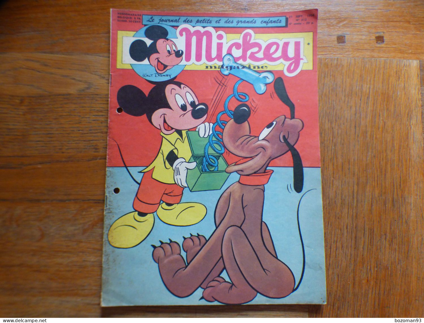 JOURNAL MICKEY BELGE  N° 312  Du  27/09/1956  COVER MICKEY ET PLUTO + DAVY CROCKETT - Journal De Mickey