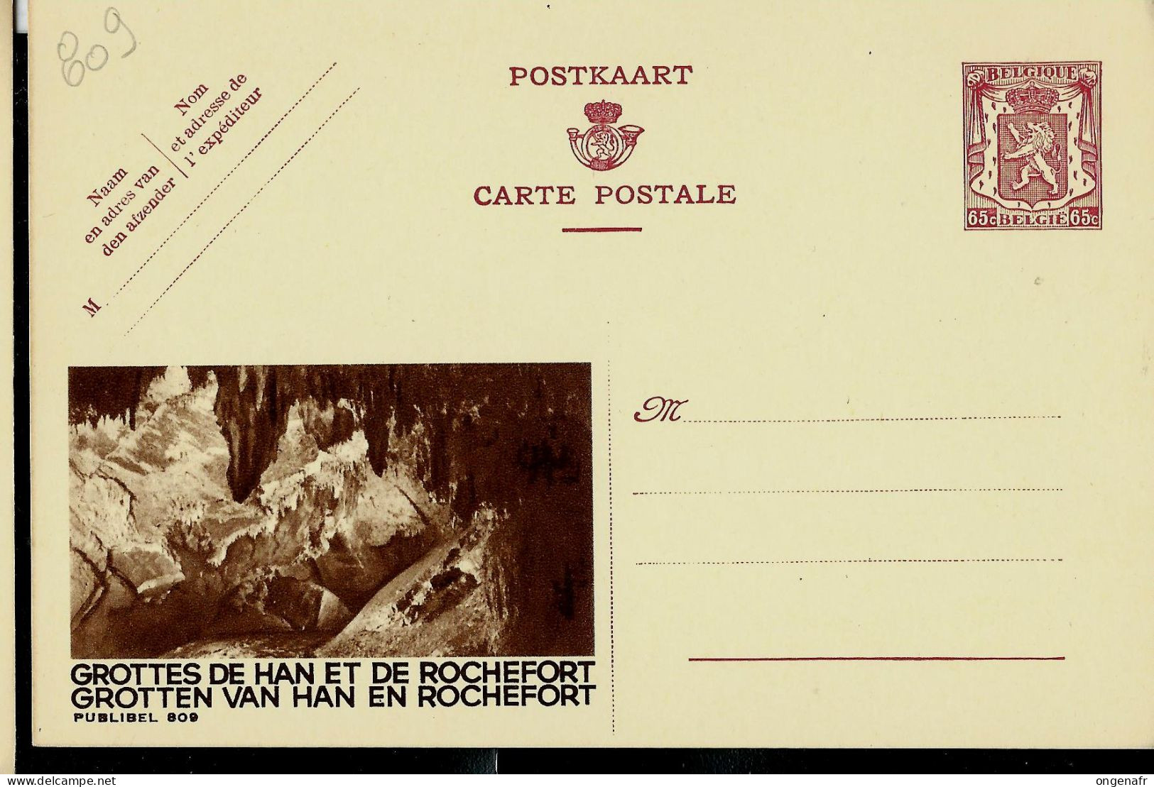 Publibel Neuve N° 809 ( Grottes De Han Et De Rochefort  - Préhistoire ) - Werbepostkarten