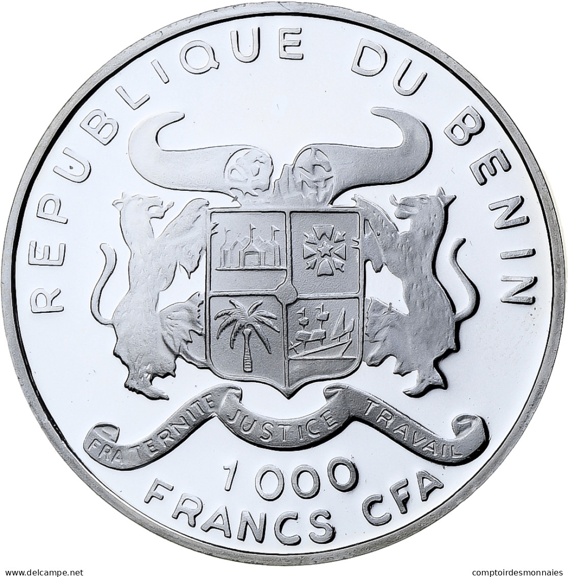 Benin, 1000 Francs CFA, World Cup France 1998, 1996, BE, Argent, FDC - Benin