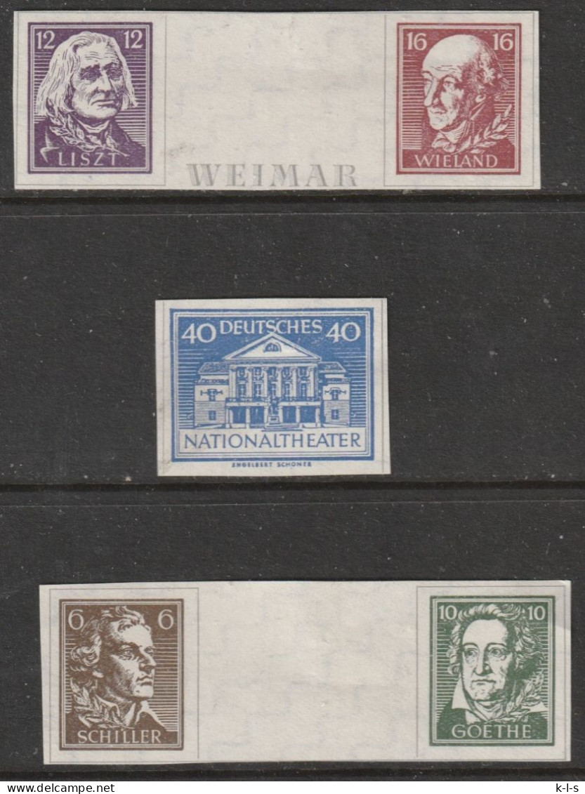 SBZ- Thüringen 1946, Blockmarken: Mi. Nr.107-11 A, Wiederaufbau Des Nationaltheaters Weimar.  O. Gummi - Postfris