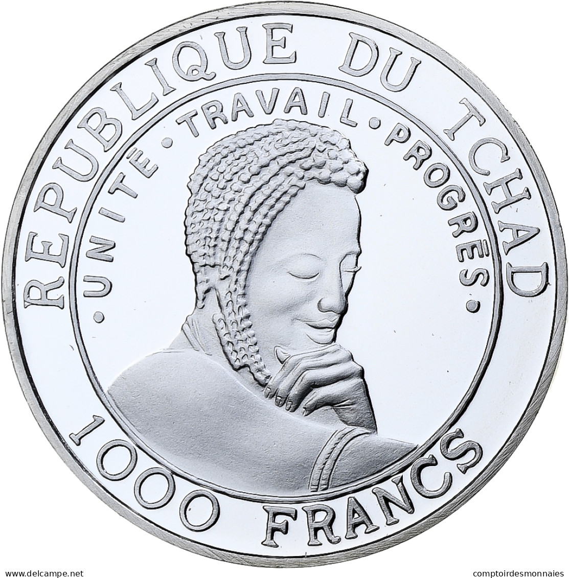 Tchad, 1000 Francs, World Cup France 1998, 1999, BE, Argent, FDC - Tchad