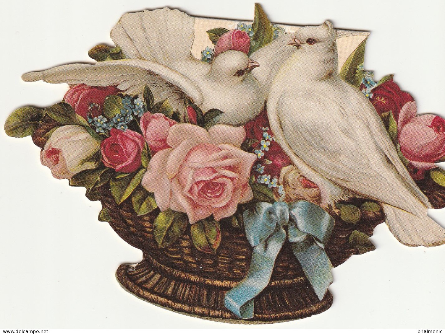 Découpis Double " Pigeons Sur Roses " USA De 1991 - Animali
