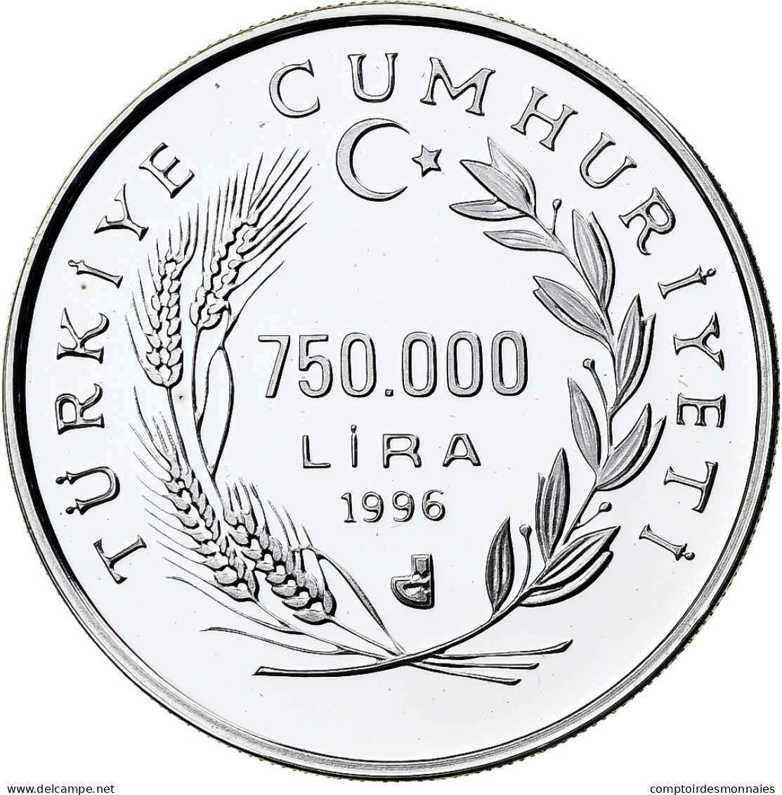 Turquie, 750000 Lira, World Cup France 1998, 1996, BE, Argent, FDC - Turquie