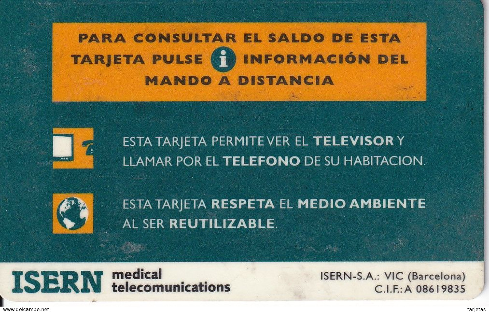 ISN-008 TARJETA DE ESPAÑA DE ISERN DE 1000 PTAS - HOSPITEL DEL AÑO 1998 - Emisiones Básicas