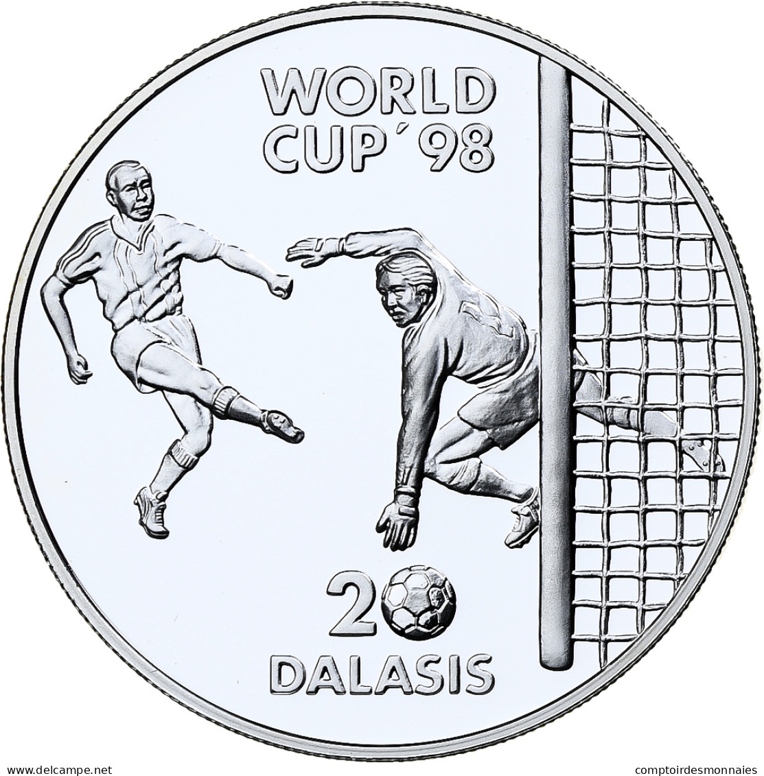 Gambie , 20 Dalasis, World Cup France 1998, 1996, BE, Argent, FDC - Gambie