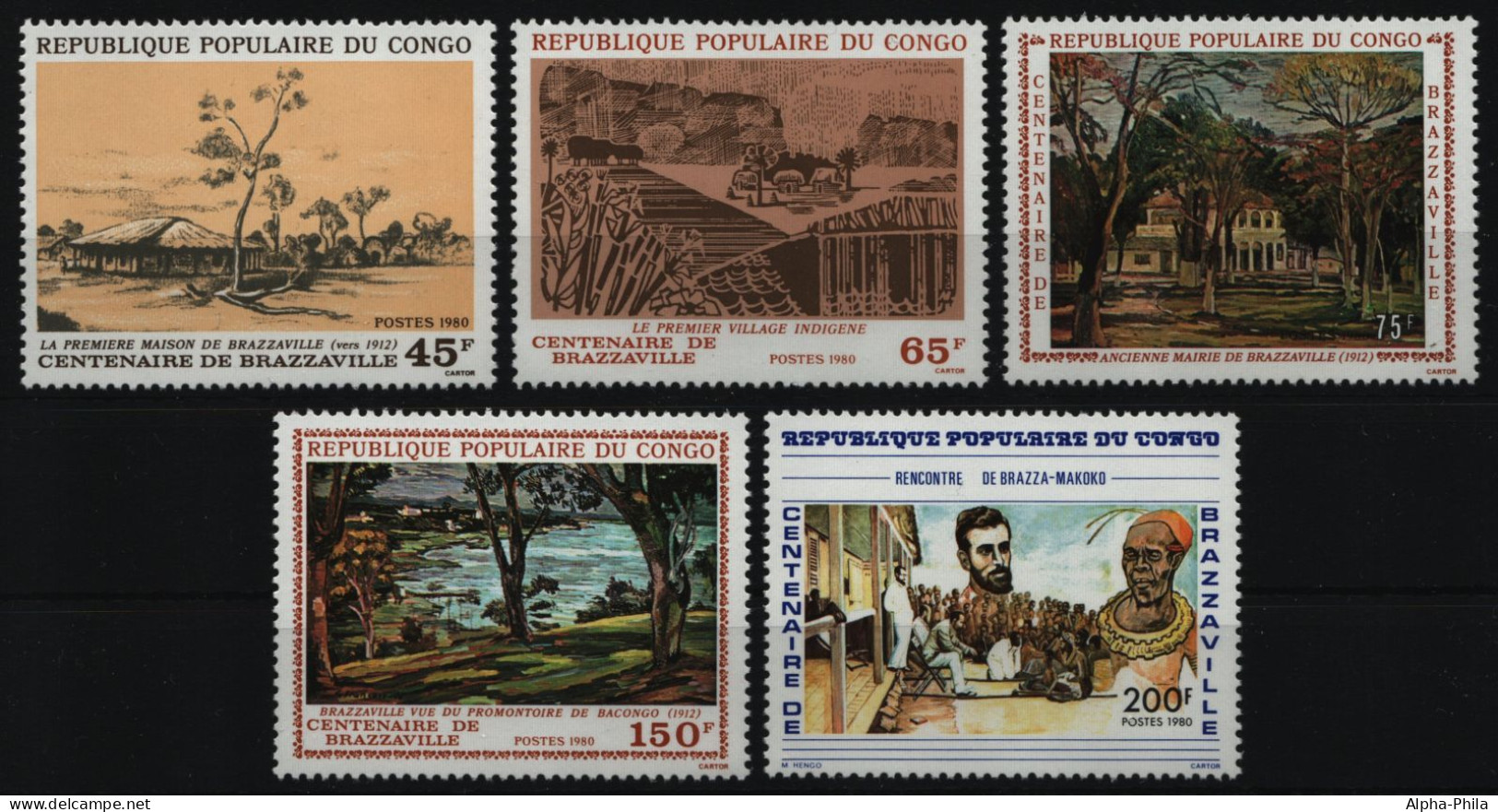 Kongo-Brazzaville 1980 - Mi-Nr. 779-783 ** - MNH - 100 Jahre Brazzaville - Ongebruikt