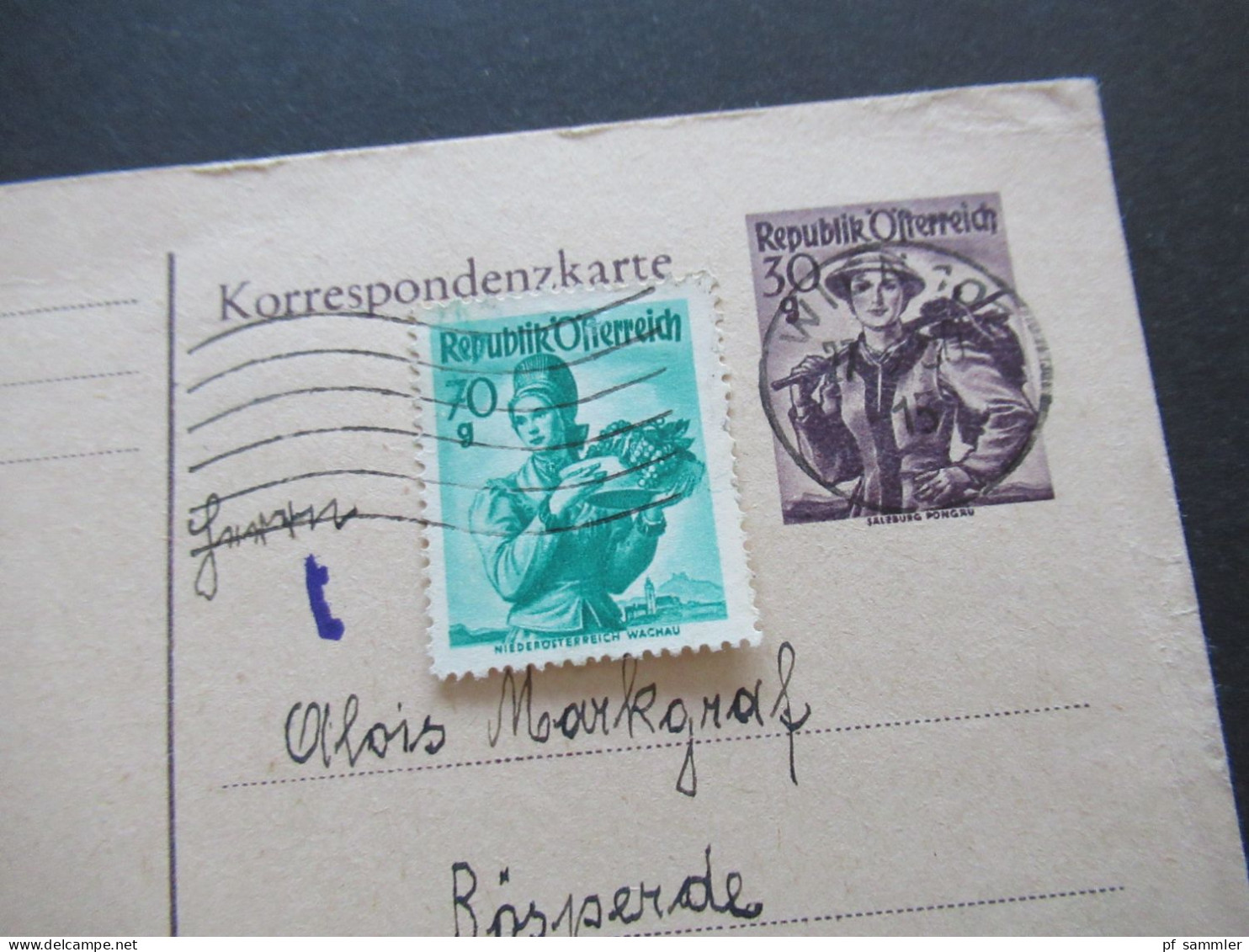 Österreich 1950 Auslands Postkarte Ganzsache P 332 Mit Zusatzfrankatur Und Zensurstempel Oesterreichische Zensurstelle Z - Cartes Postales