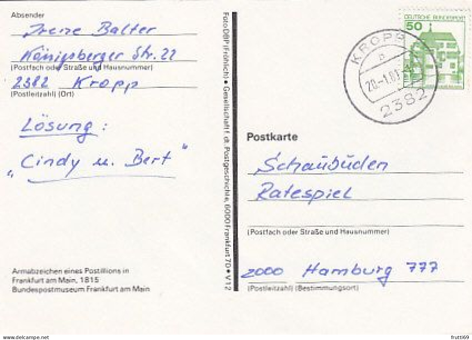 AK 216147 POST -  Armabzeichen Eines Postillions In Frankfurt Am Main 1815 - Postal Services