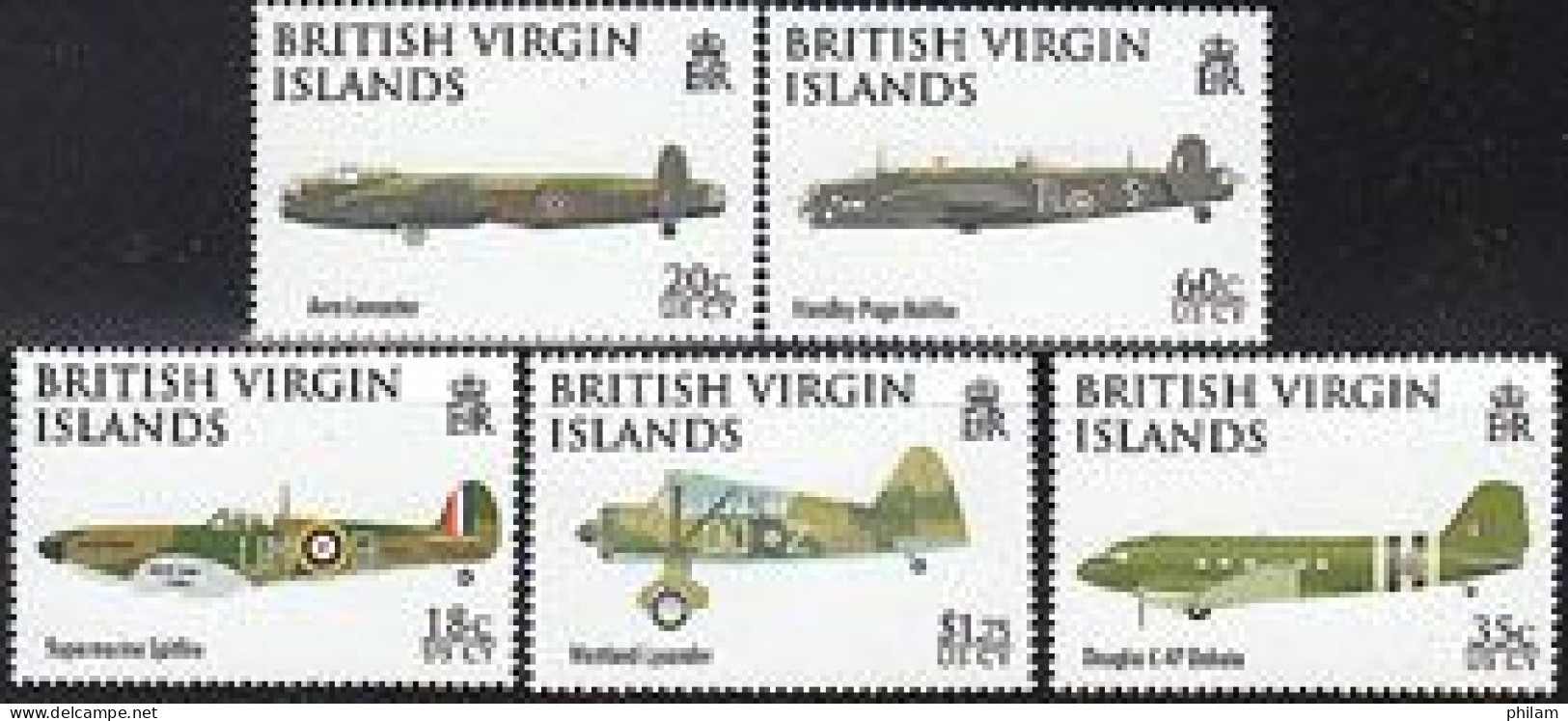 BRITISH VIRGIN 2008 - Anniversaire De La RAF - Avions - 5 V. - Avions