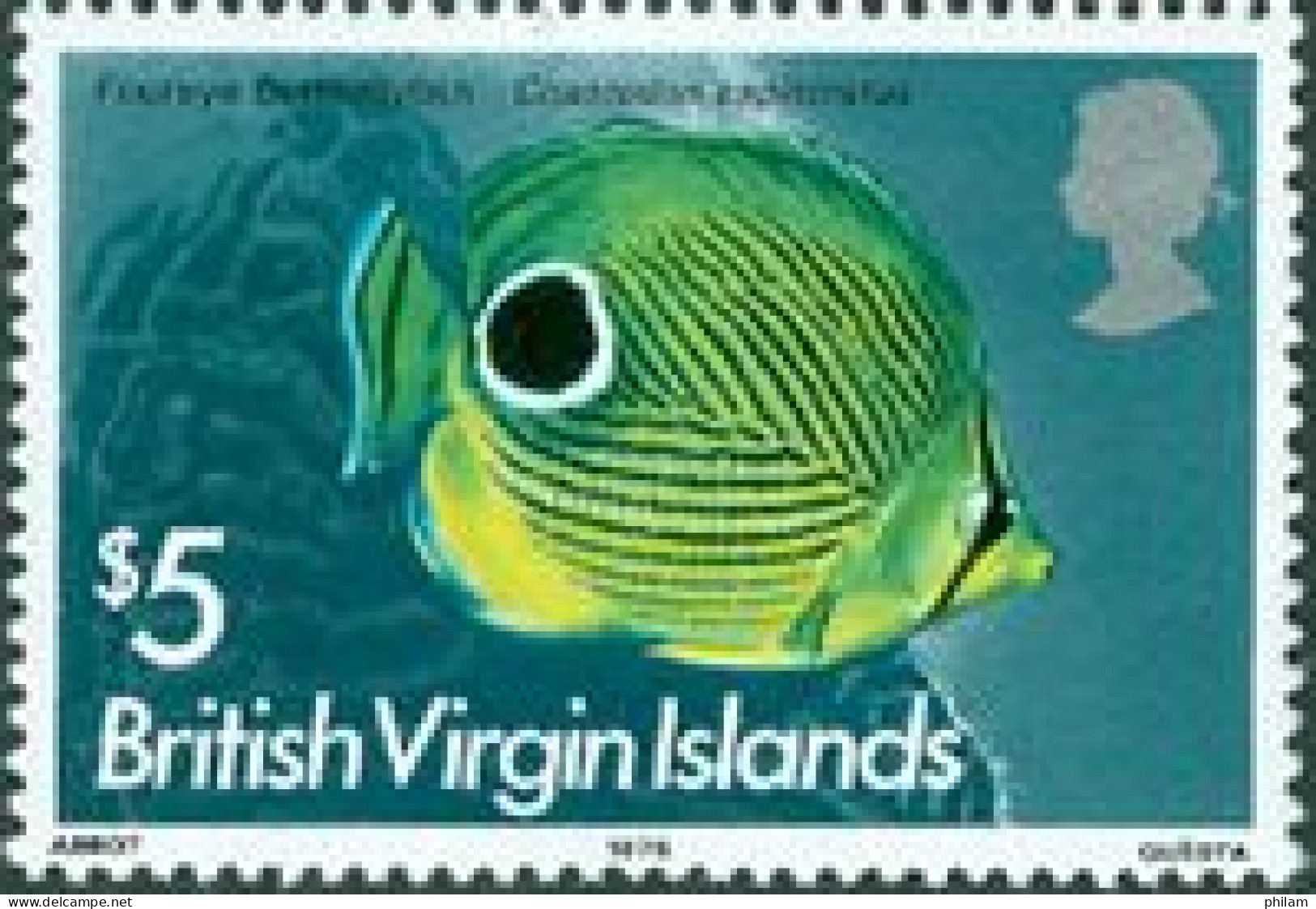 BRITISH VIRGIN 1975 - Poisson - Haute Valeur Série Courante - 5 $ - 1 V. - Britse Maagdeneilanden