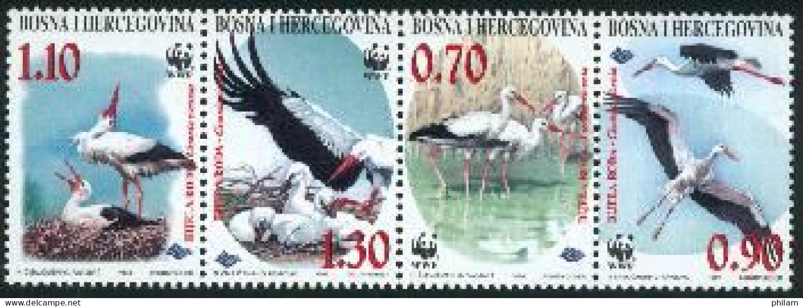 BOSNIE HERZEGOVINE 1998 - WWF - La Cigogne Blanche - 4 V. - Bosnien-Herzegowina