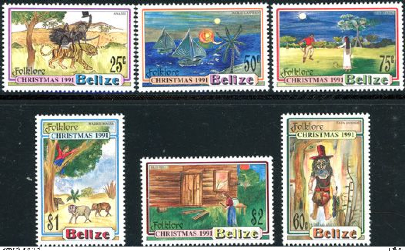 BELIZE 1991 - Noël - Folklore Local - 6 V. - Belice (1973-...)