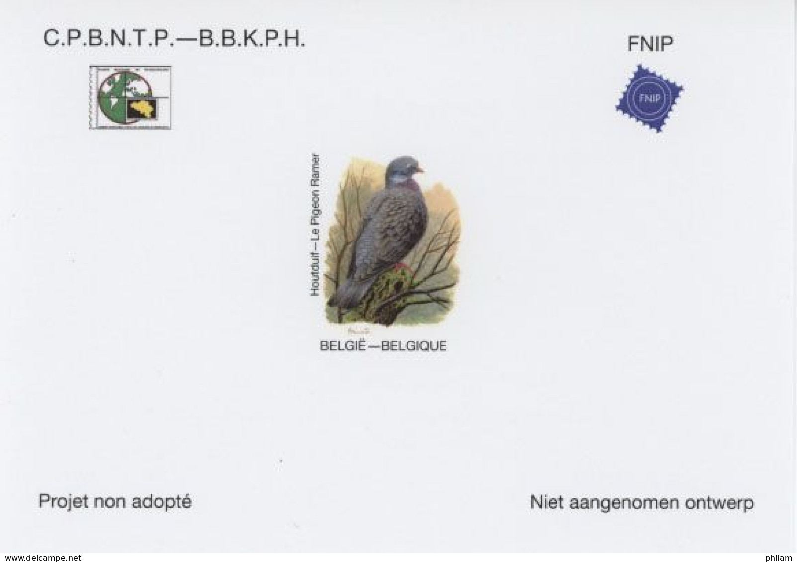 BELGIQUE 2022 - NA 44- Pigeon Ramer Par A. Buzin - Abgelehnte Entwürfe [NA]