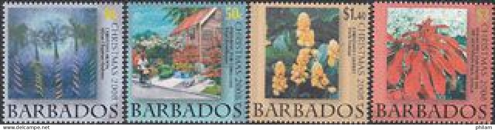 BARBADOS 2008 - Noël 2008 - Fleurs - 4 V. - Barbades (1966-...)