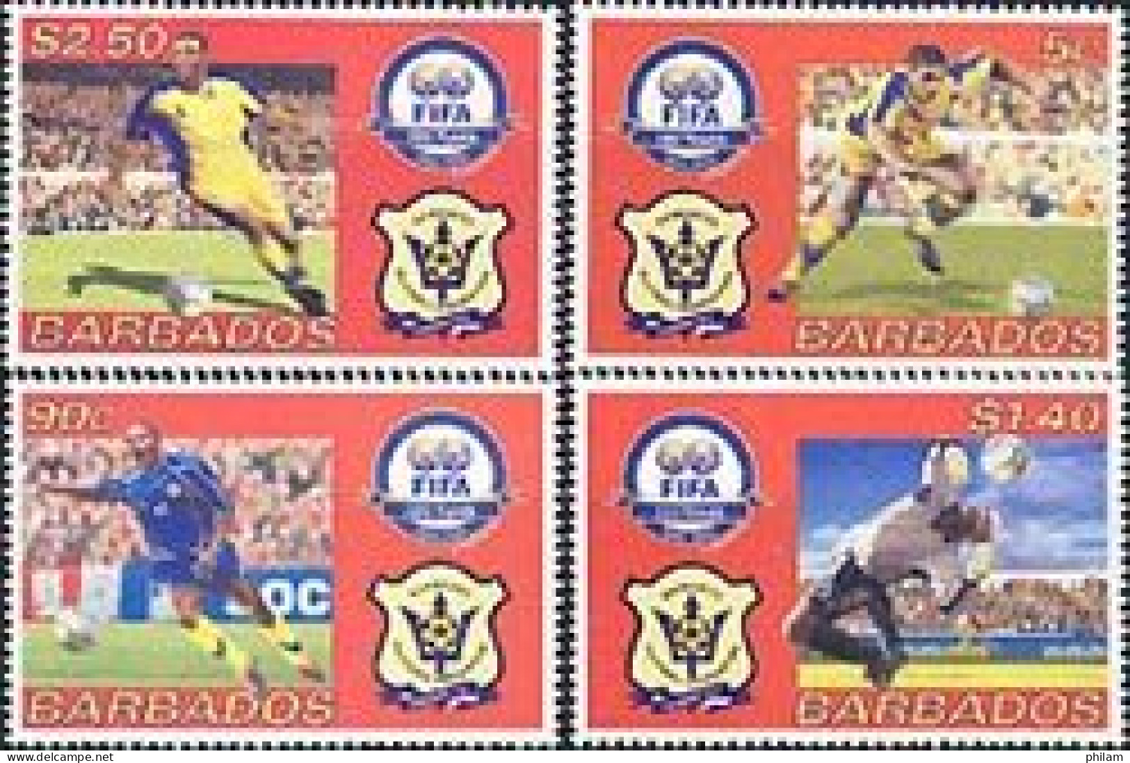 BARBADOS 2004 - Centenaire De La FIFA - 4 V. - Barbados (1966-...)