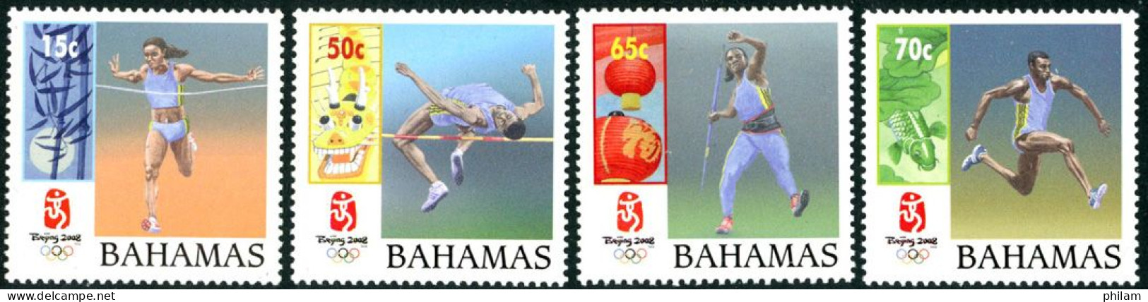 BAHAMAS 2008 - J.O. Pekin - Athlétisme - 4 V. - Bahama's (1973-...)