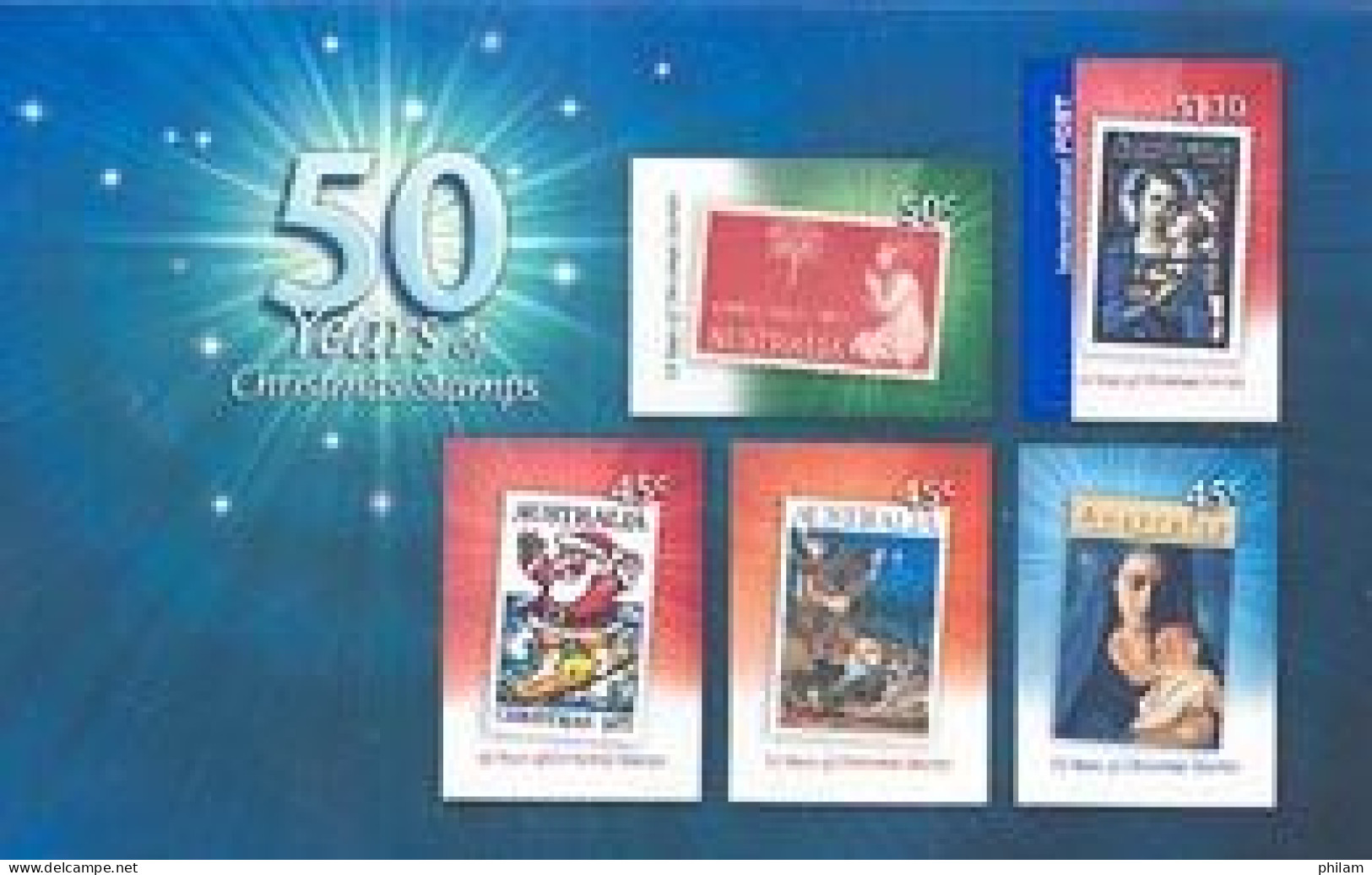 AUSTRALIE 2001 - 50 Ans De Timbres De Noël - 1 BF - Mint Stamps