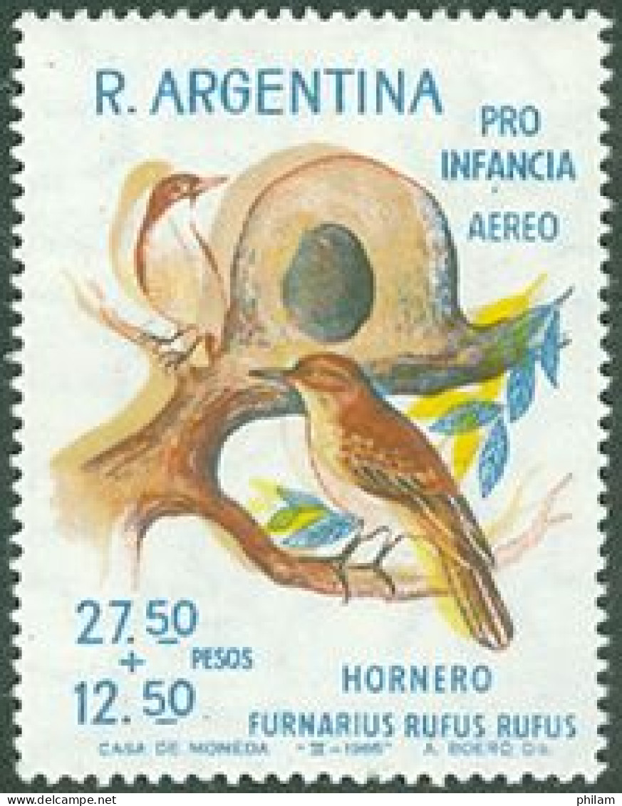 ARGENTINE 1966 - Hornero - Double Impression - Spectaculaire Déplacement De Couleur - Piciformes (pájaros Carpinteros)