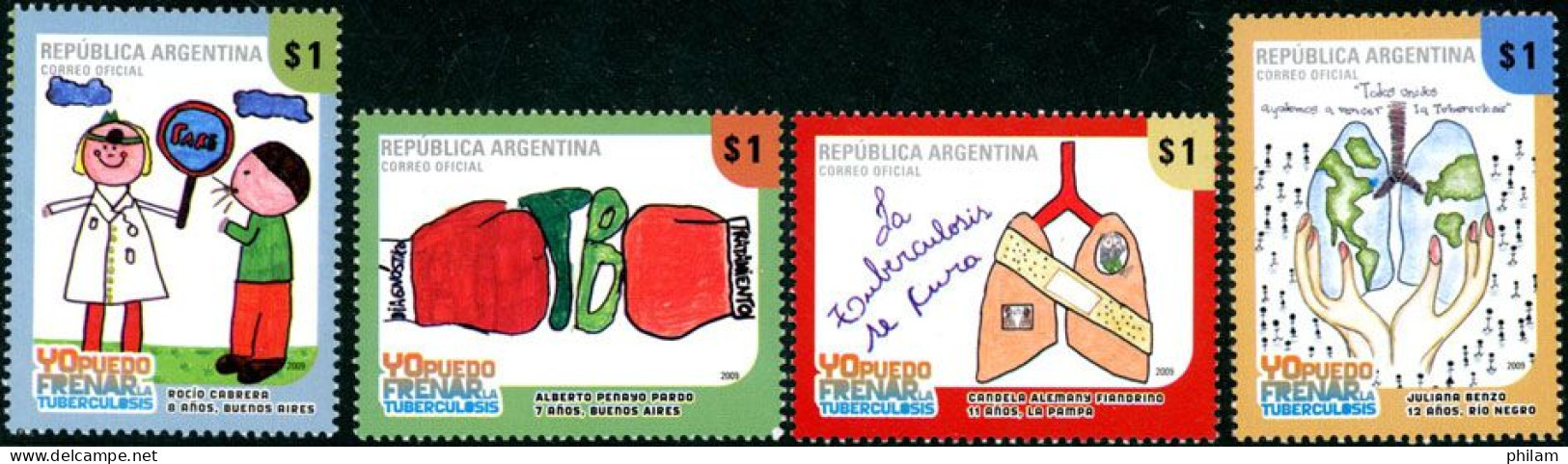 ARGENTINE - 2009 - Dessins D'enfants: Tuberculose - 4 V. - Unused Stamps