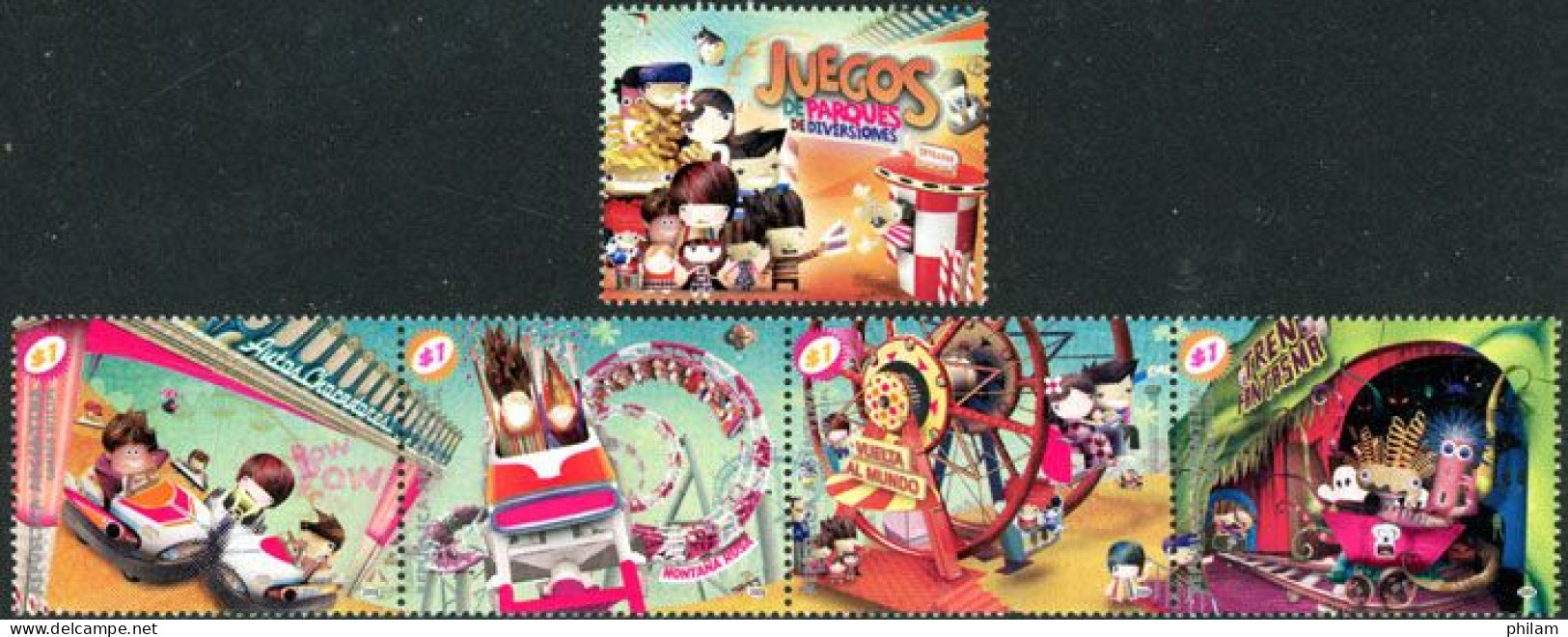 ARGENTINE - 2009 - Parcs D'attraction - 5 V. - Unused Stamps