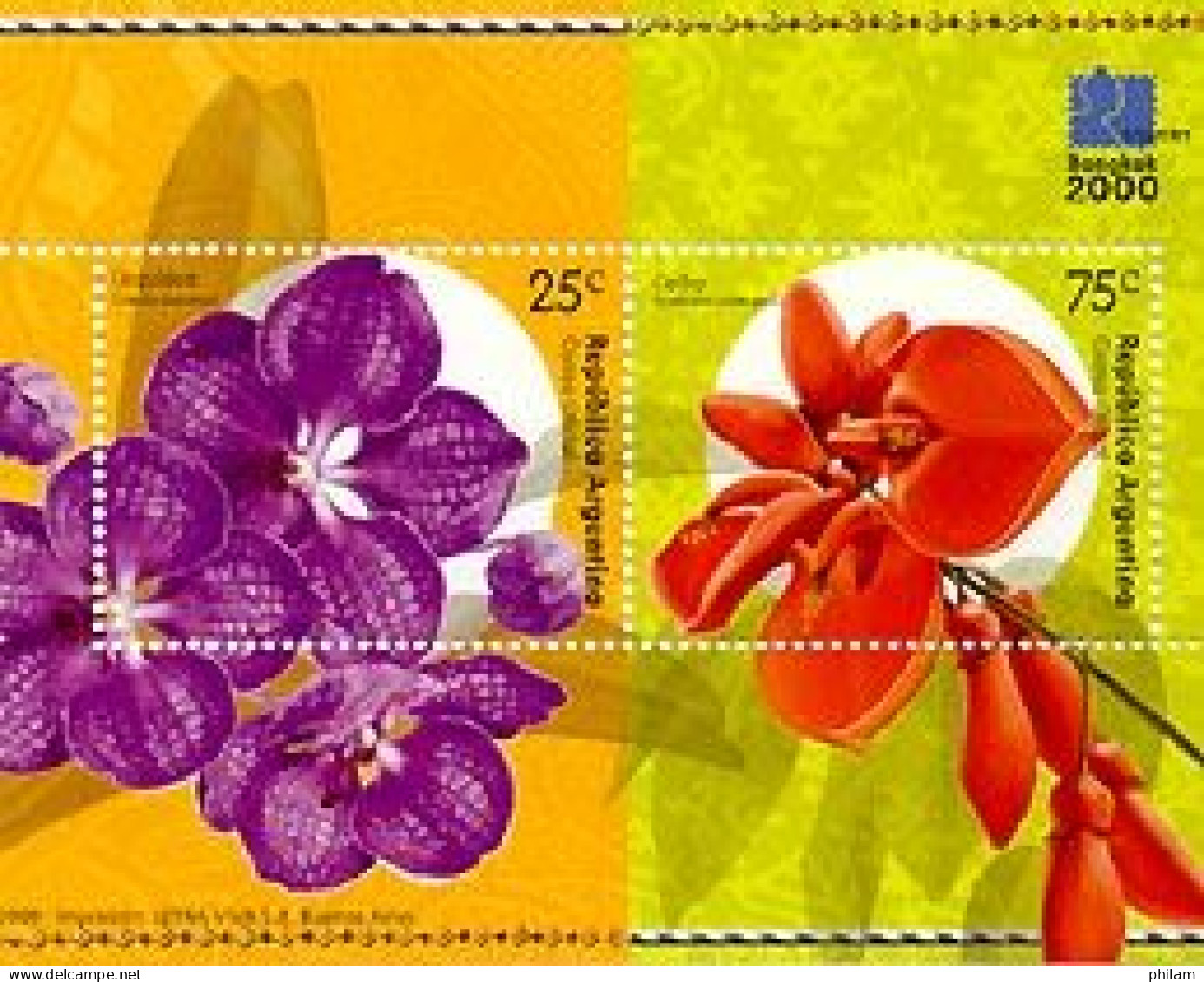 ARGENTINE 2000 - Bangkok 2000 - Orchidées - Blokken & Velletjes
