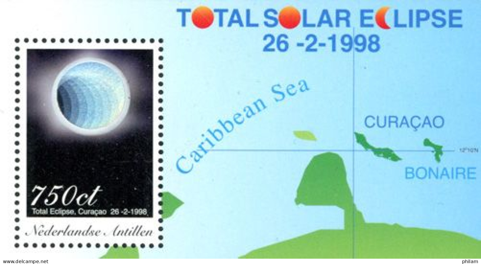 ANTILLES NEERLANDAISES 1998 - Eclipse Solaire -  Hologramme -1 BF - Curacao, Netherlands Antilles, Aruba