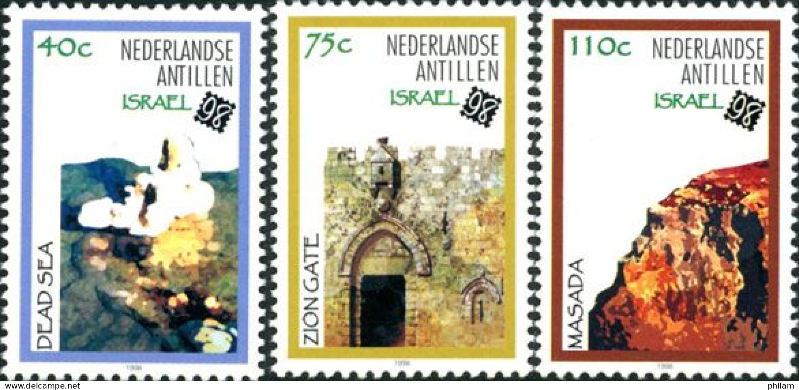 ANTILLES NEERLANDAISES 1998 - Israël 98 - Sites - 3 V. - Curacao, Netherlands Antilles, Aruba