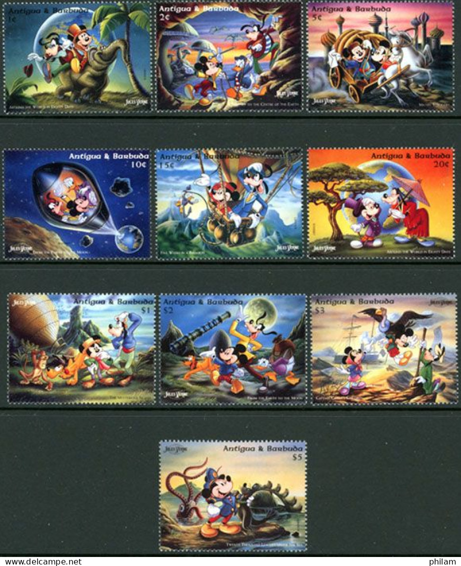 ANTIGUA ET BARBUDA 1995 - Disney - Jules Verne - 10 Timbres - Antigua Und Barbuda (1981-...)