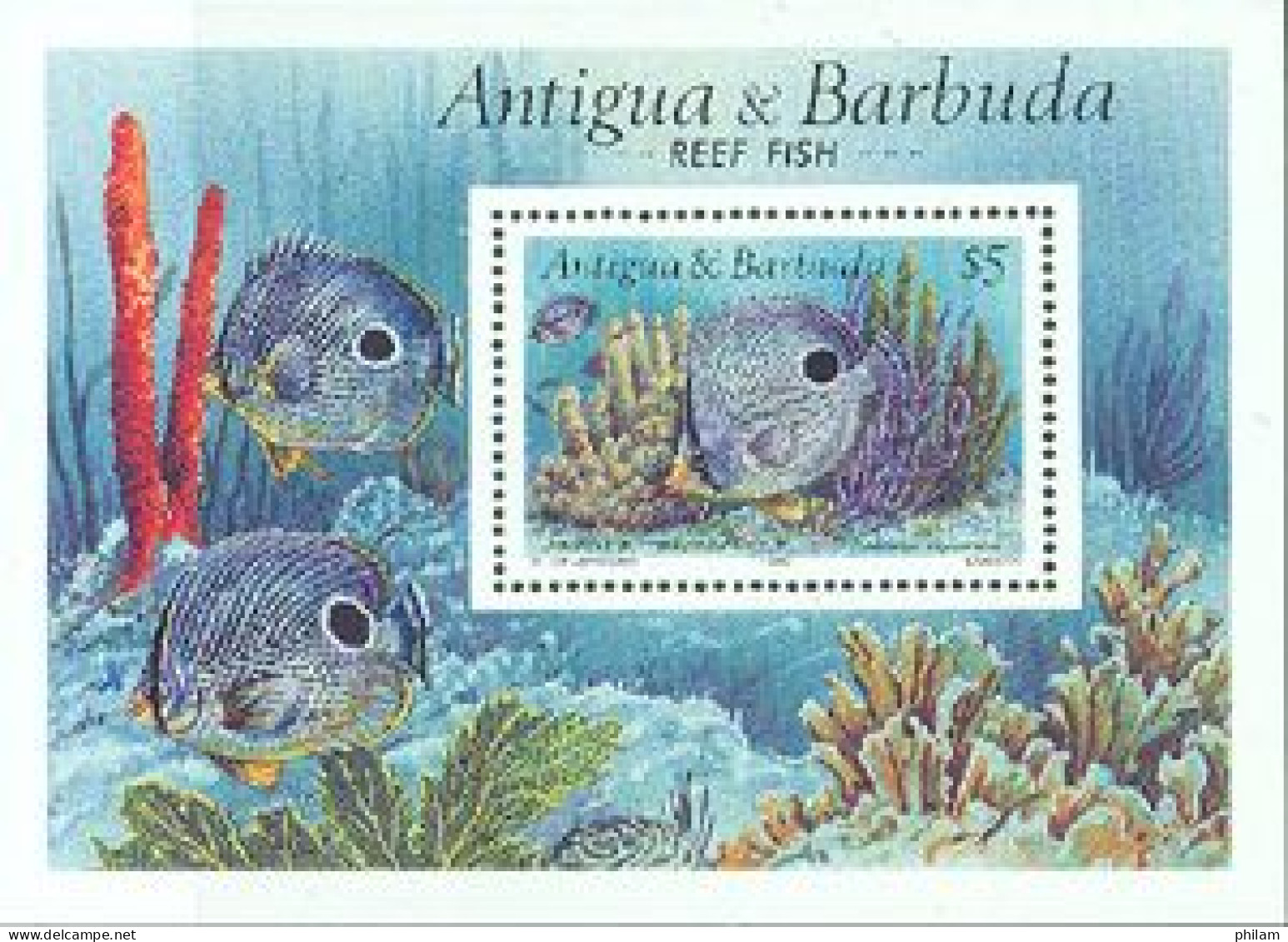 ANTIGUA ET BARBUDA 1990 - Poissons Des Récifs - I - BF - Antigua And Barbuda (1981-...)