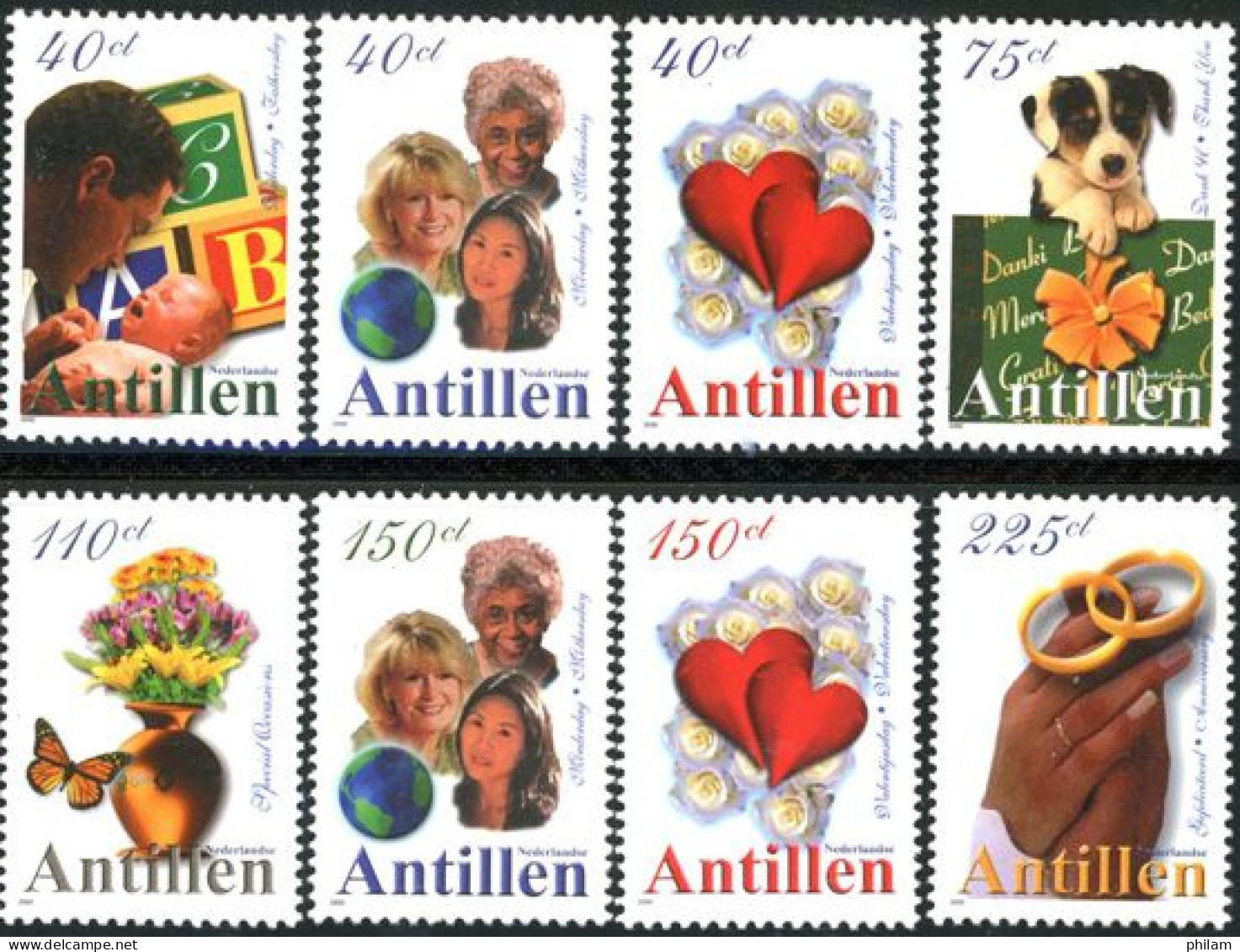 ANTILLES NEERLANDAISES 2000 - Occasions Spéciales - Messages - 8 V. - Curazao, Antillas Holandesas, Aruba