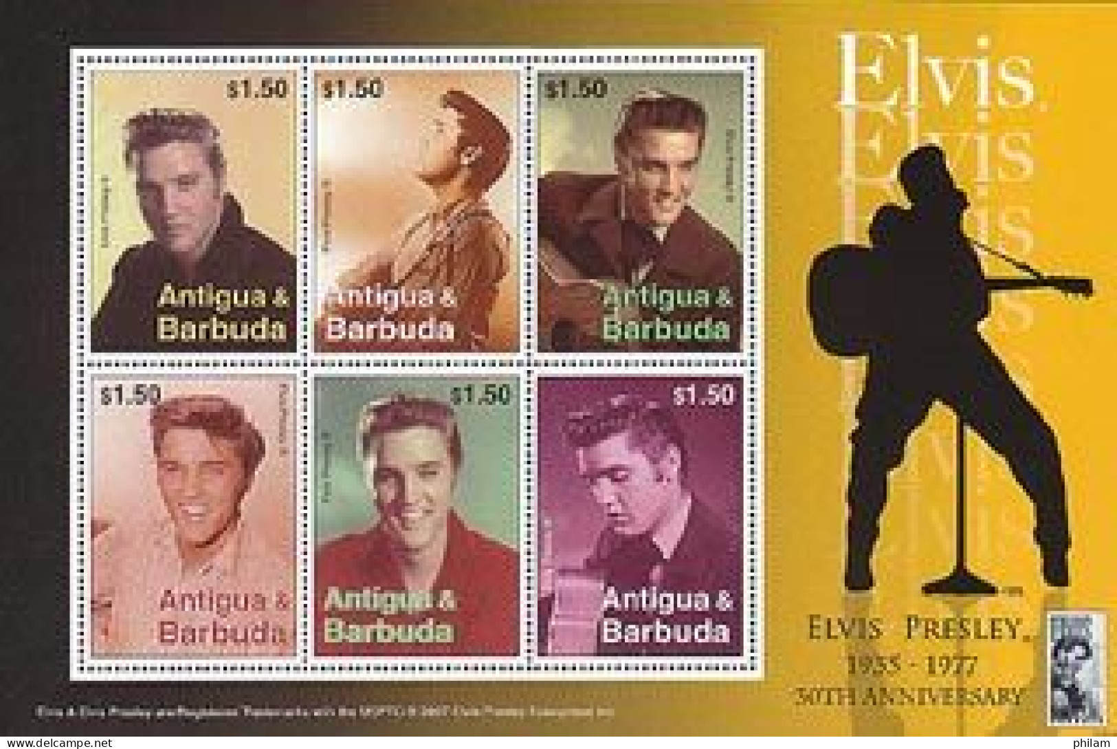 ANTIGUA & BARBUDA 2007 - 30ème Anniversaire De La Mort D'Elvis Presley - Feuillet - Antigua Und Barbuda (1981-...)