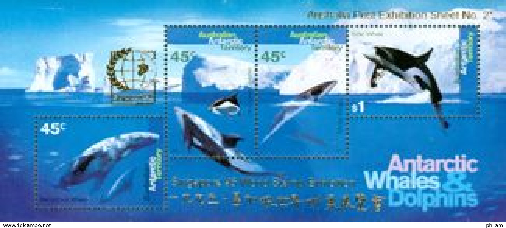 AAT -ANTARCTIQUE AUSTRALIEN - 1995 - Baleines Et Dauphins - Ovpt Singapore '95 - Neufs