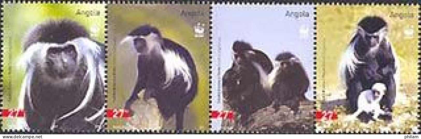 ANGOLA 2004 - W.W.F. Singe Colobus - 4 V.  - Angola