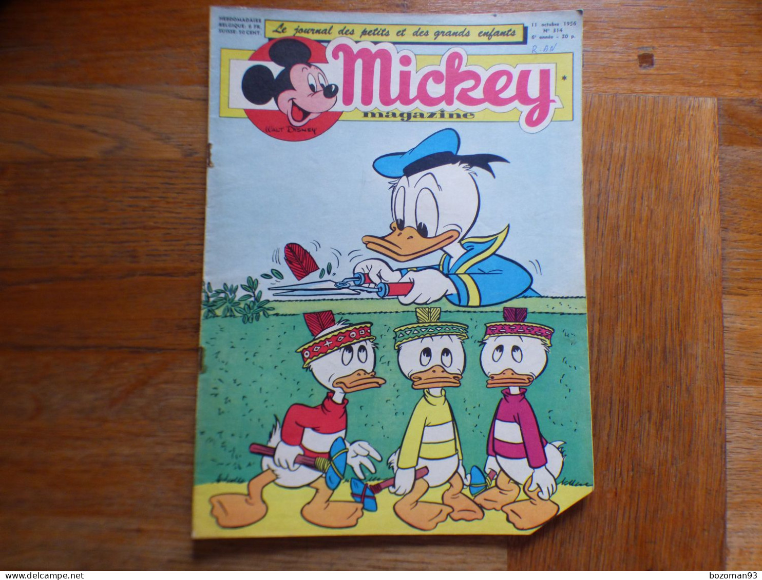 JOURNAL MICKEY BELGE  N° 314  Du  11/10/1956  COVER DONALD JARDINIER + DAVY CROCKETT - Journal De Mickey