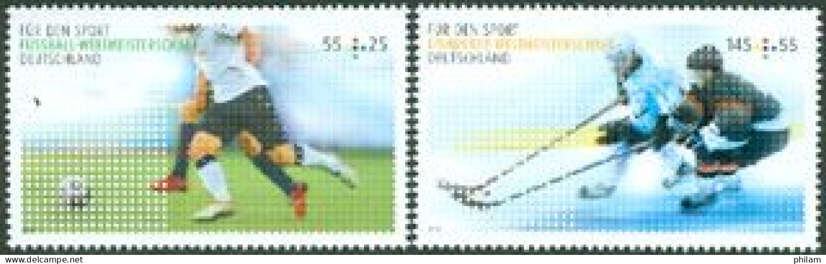 ALLEMAGNE  - 2010 - Sports- Hockey Sur Glace Et Football - 2 V. - Unused Stamps