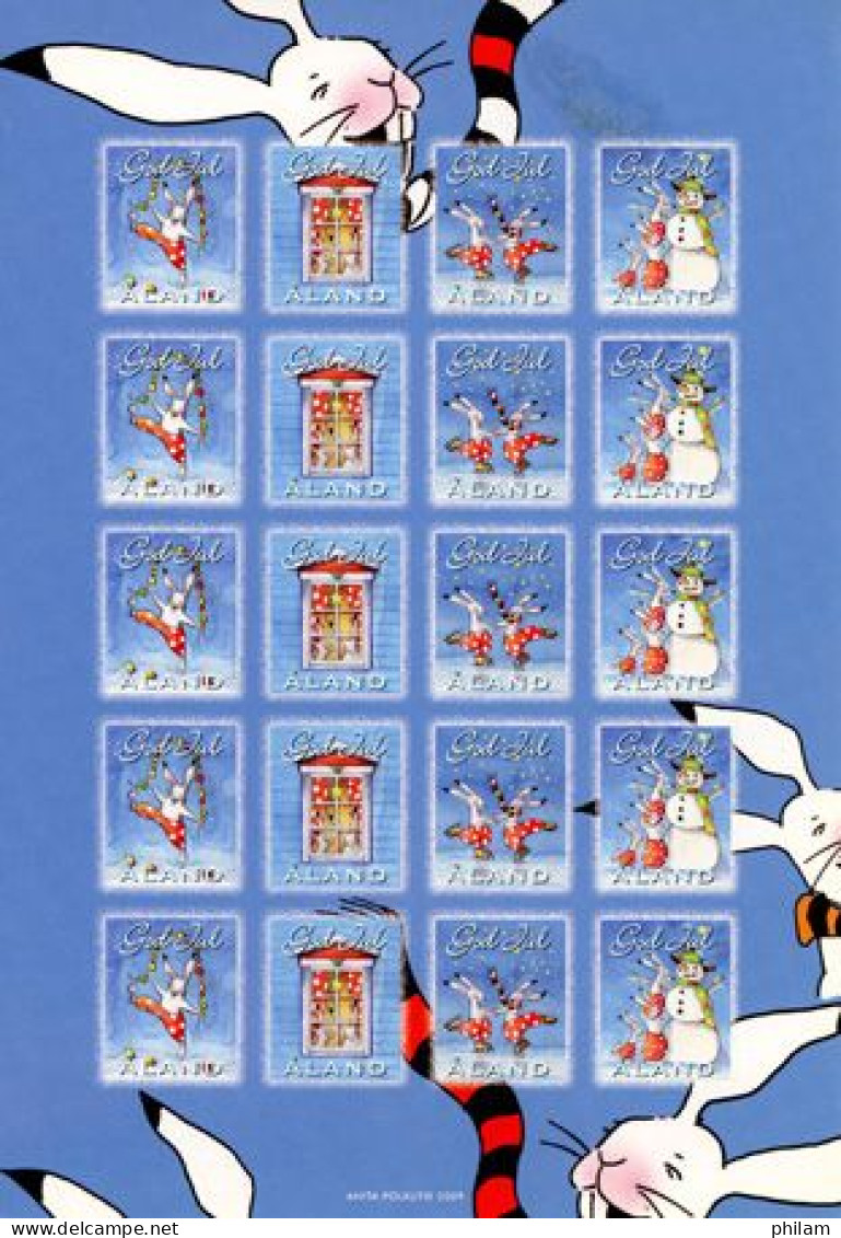 ALAND 2009 - Vignettes De Noël - Feuillet Lapins Gais - Ålandinseln