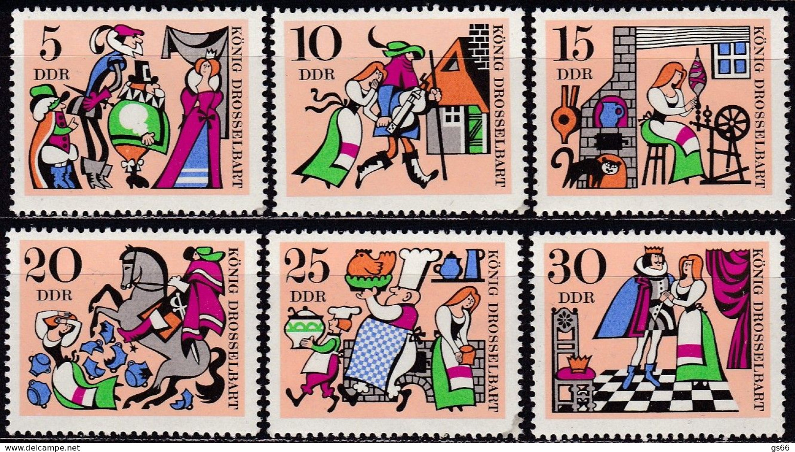 DDR  1967, 1323/28, MNH **, Märchen (II): König Drosselbart. - Unused Stamps