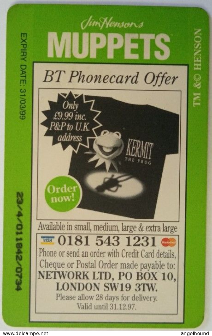UK BT £2 Chip Card - Special Edition MUPPETS - BT Promotionnelles