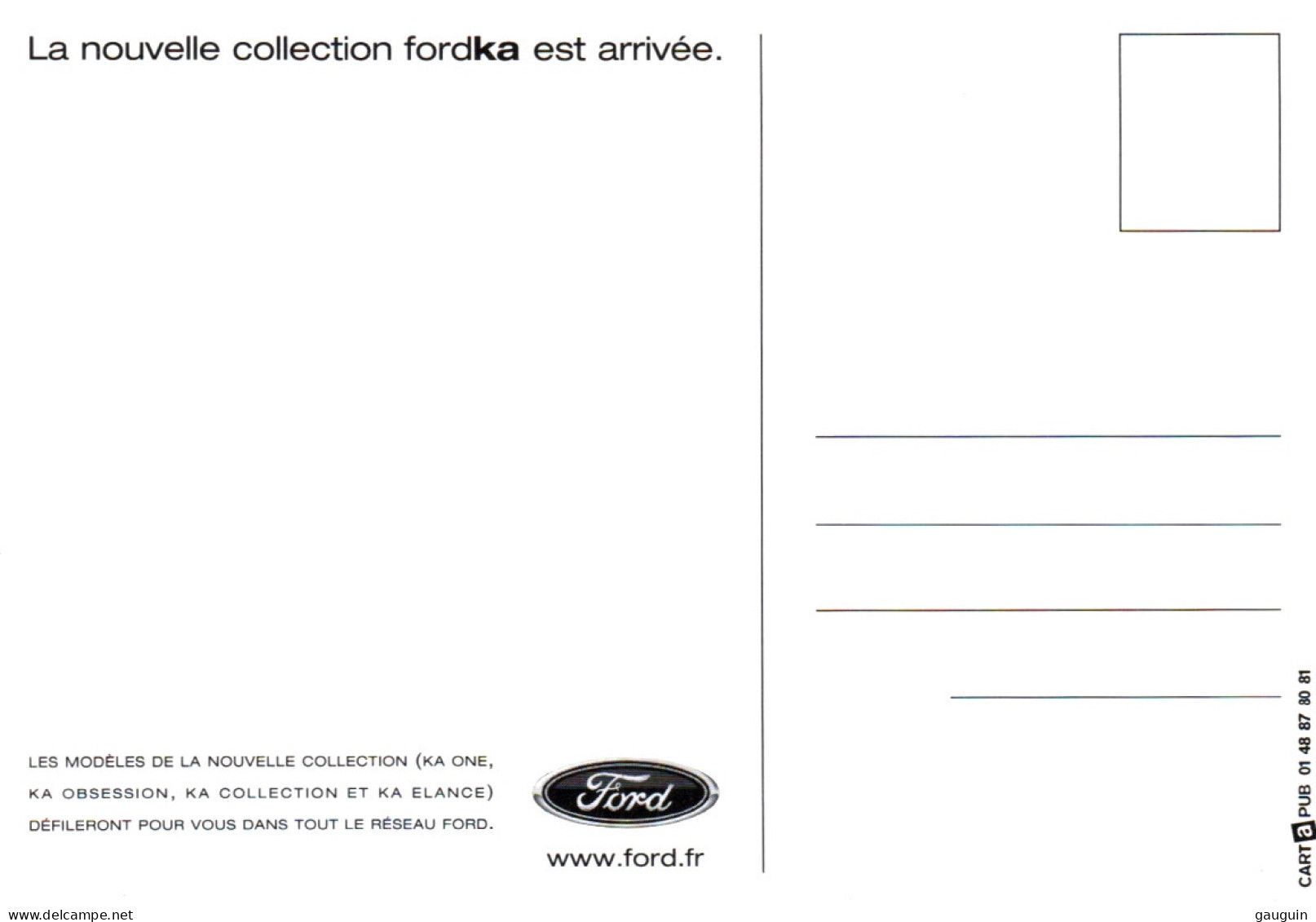 CPM - FORD - Publicité FordKa "Beau Comme Un Camion" ... Edition Cart'pub - Camion, Tir