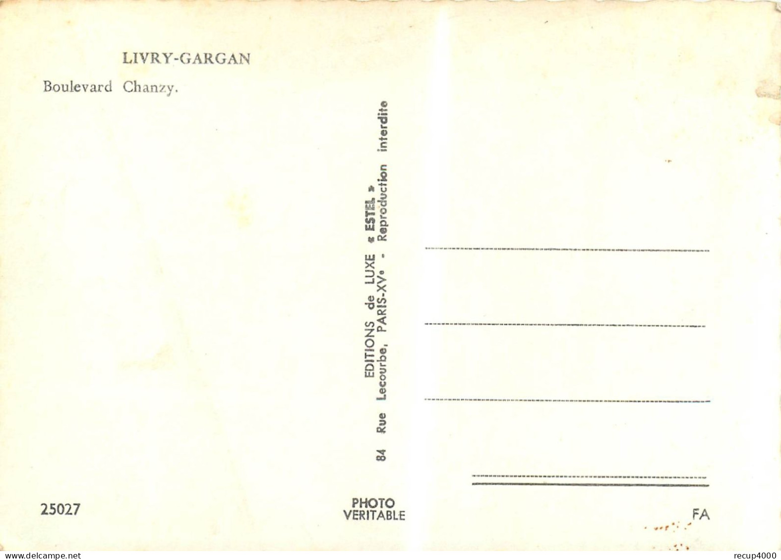 93 LIVRY GARGAN  Boulevard Chanzy  Cpsm Gf  2 Scans - Livry Gargan