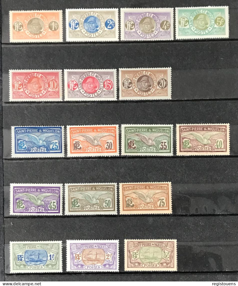 Lot De 17 Timbres Neufs* Saint Pierre Et Miquelon 1909/1917 - Unused Stamps
