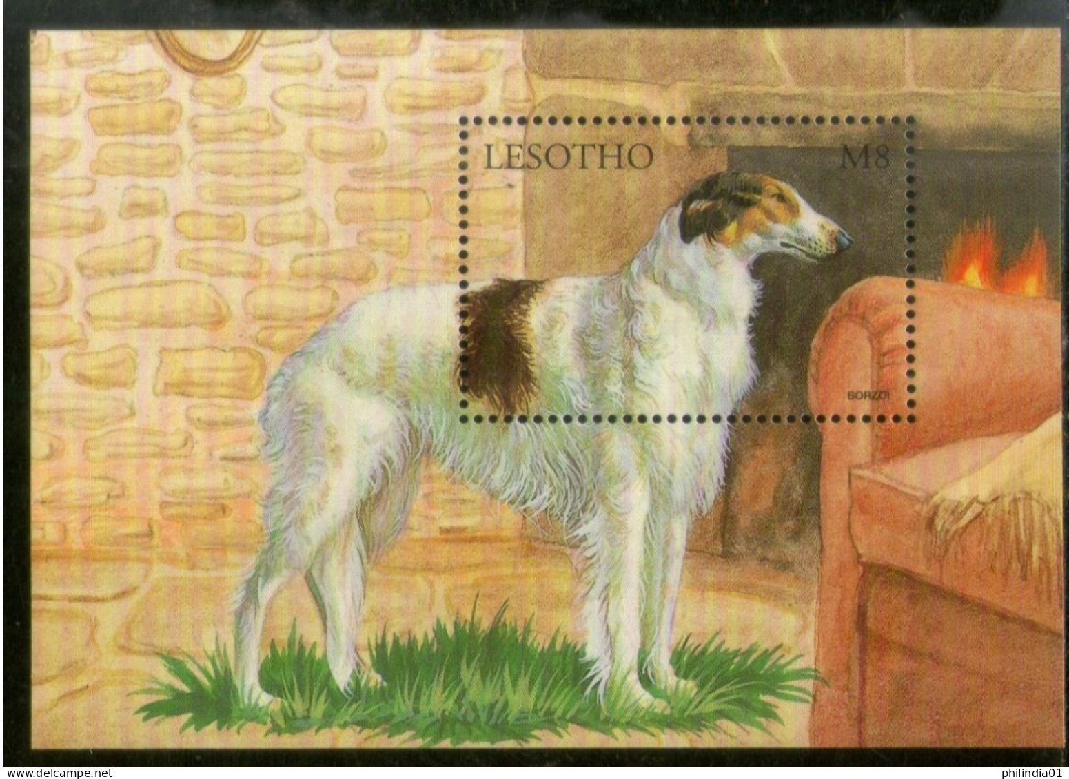 Lesotho 1999 Borzoi Dogs Of World Pet Animals Sc 1176 M/s MNH # 1942 - Chiens