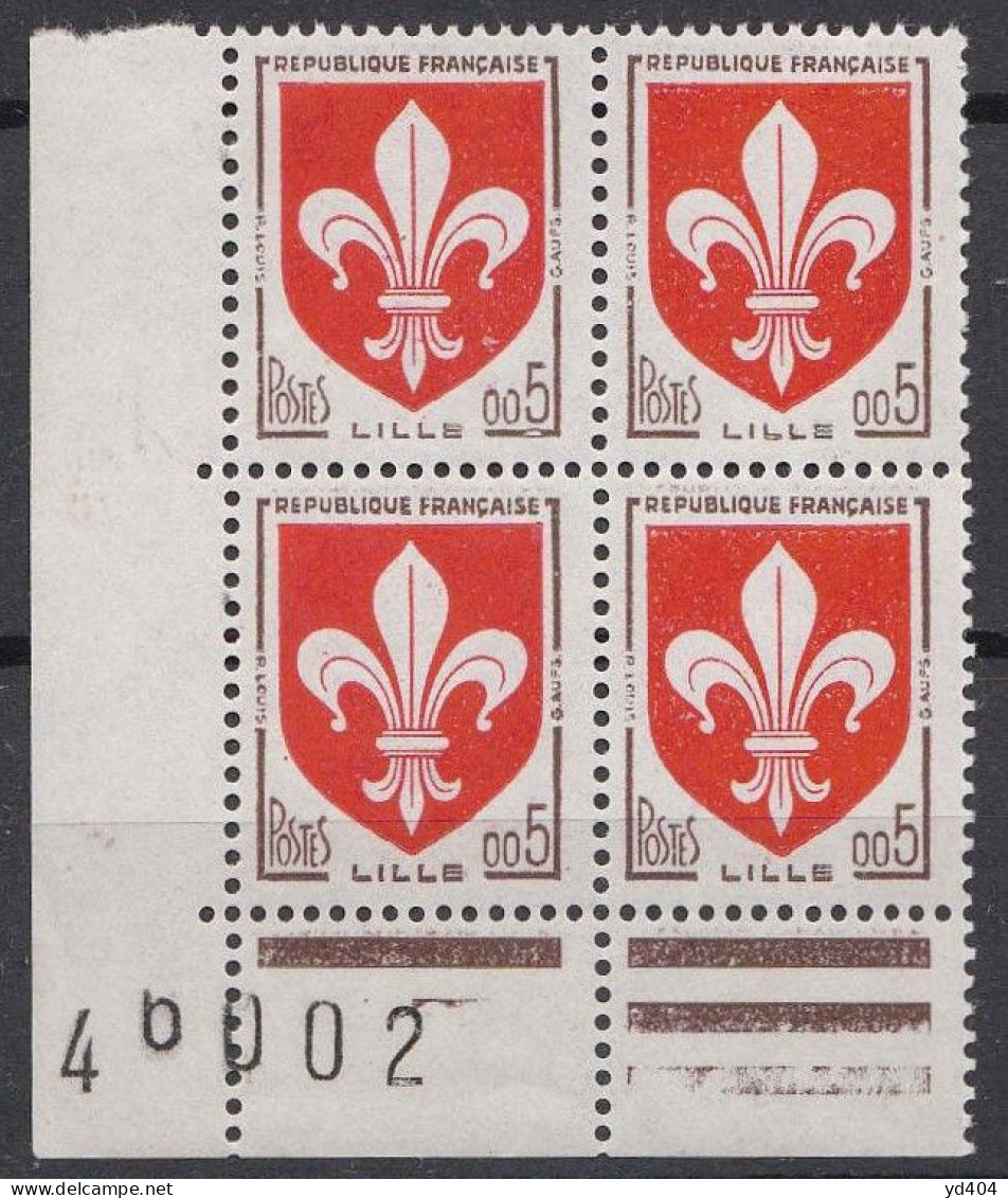 FR7232 - FRANCE – 1960 – COAT OF ARMS - VARIETIES - Y&T # 1230(x4) MNH - Ungebraucht