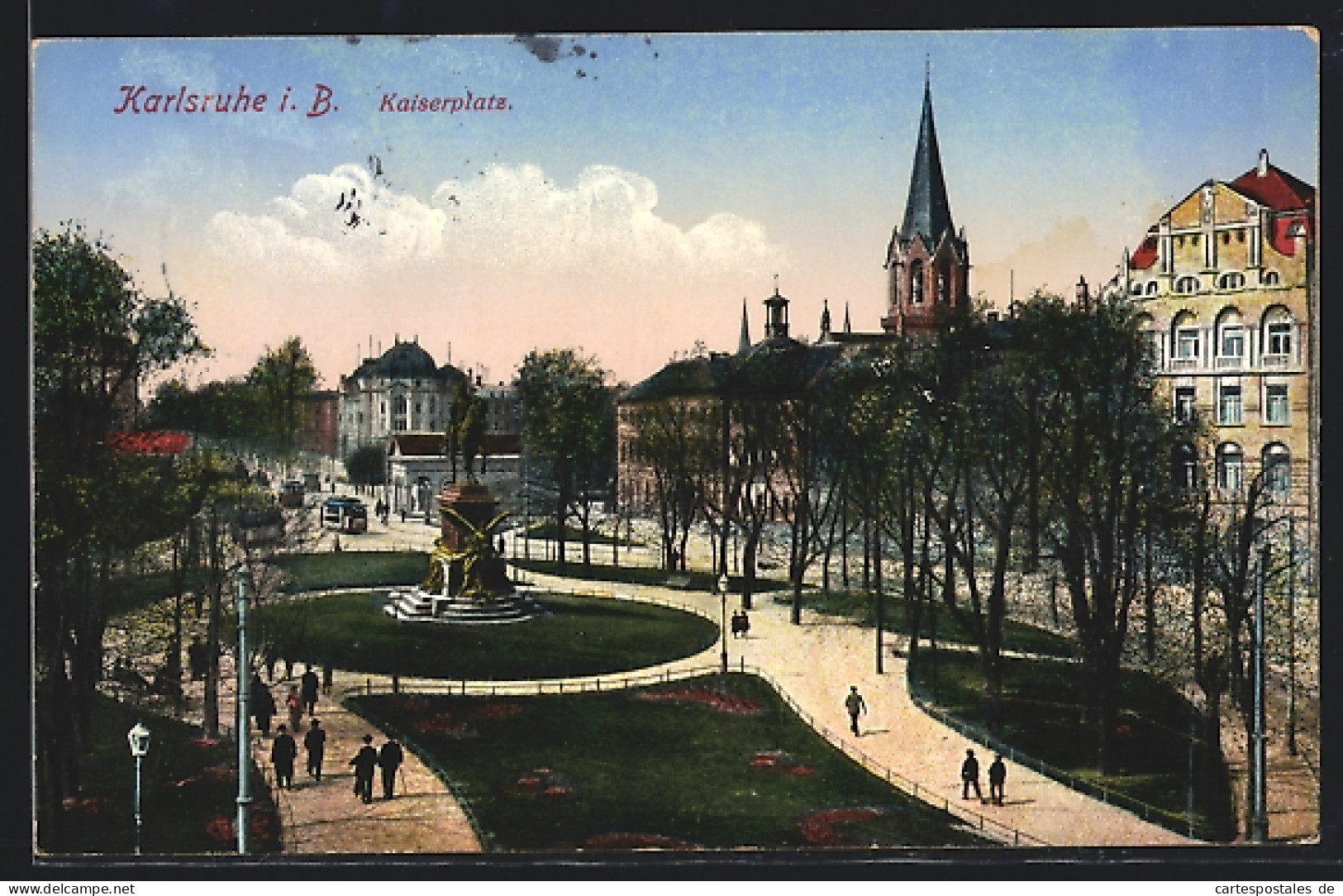 AK Karlsruhe, Kaiserplatz Mit Denkmal  - Karlsruhe