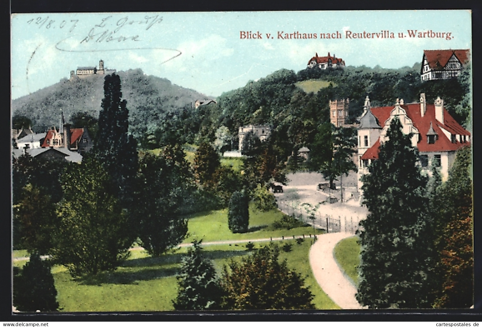 AK Eisenach, Blick Vom Karthaus Nsach Reutervilla Und Wartburg  - Eisenach