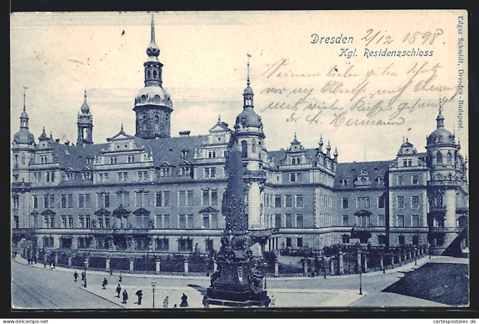 AK Dresden, Königliches Residenzschloss Mit Wettin-Obelisk  - Dresden