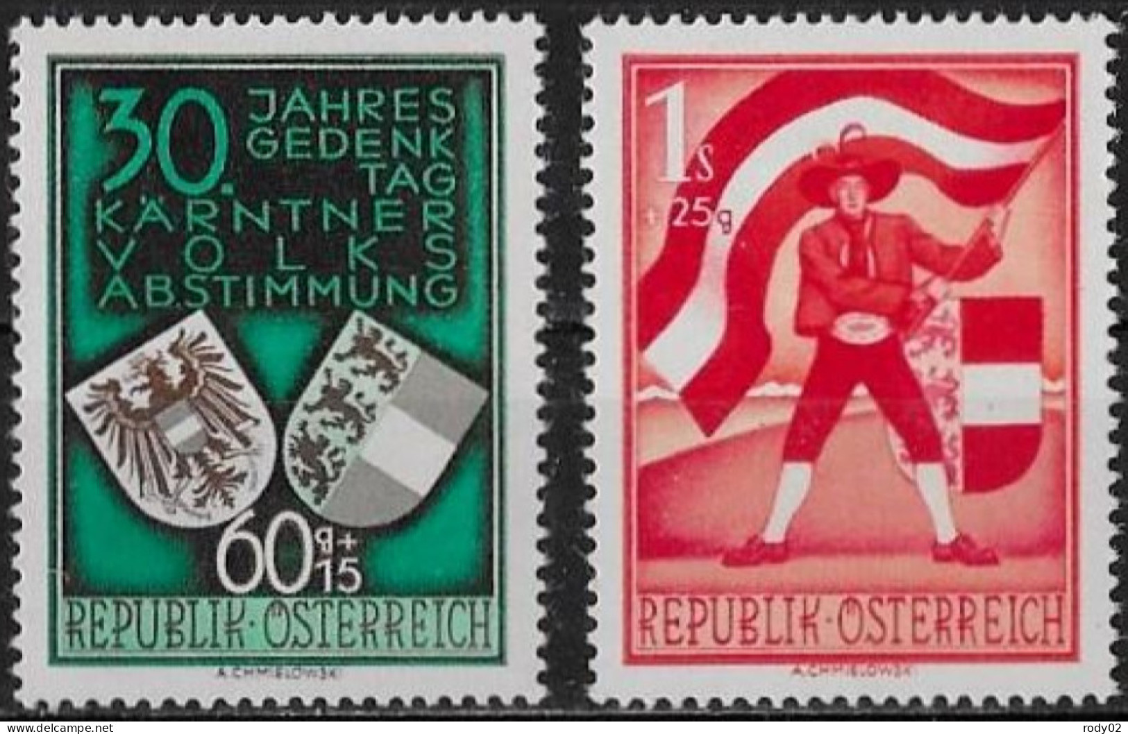 AUTRICHE - 30EME ANNIVERSAIRE DU PLEBISCITE CORINTHIEN - N° 788 A 790 - NEUF** MNH - Unused Stamps