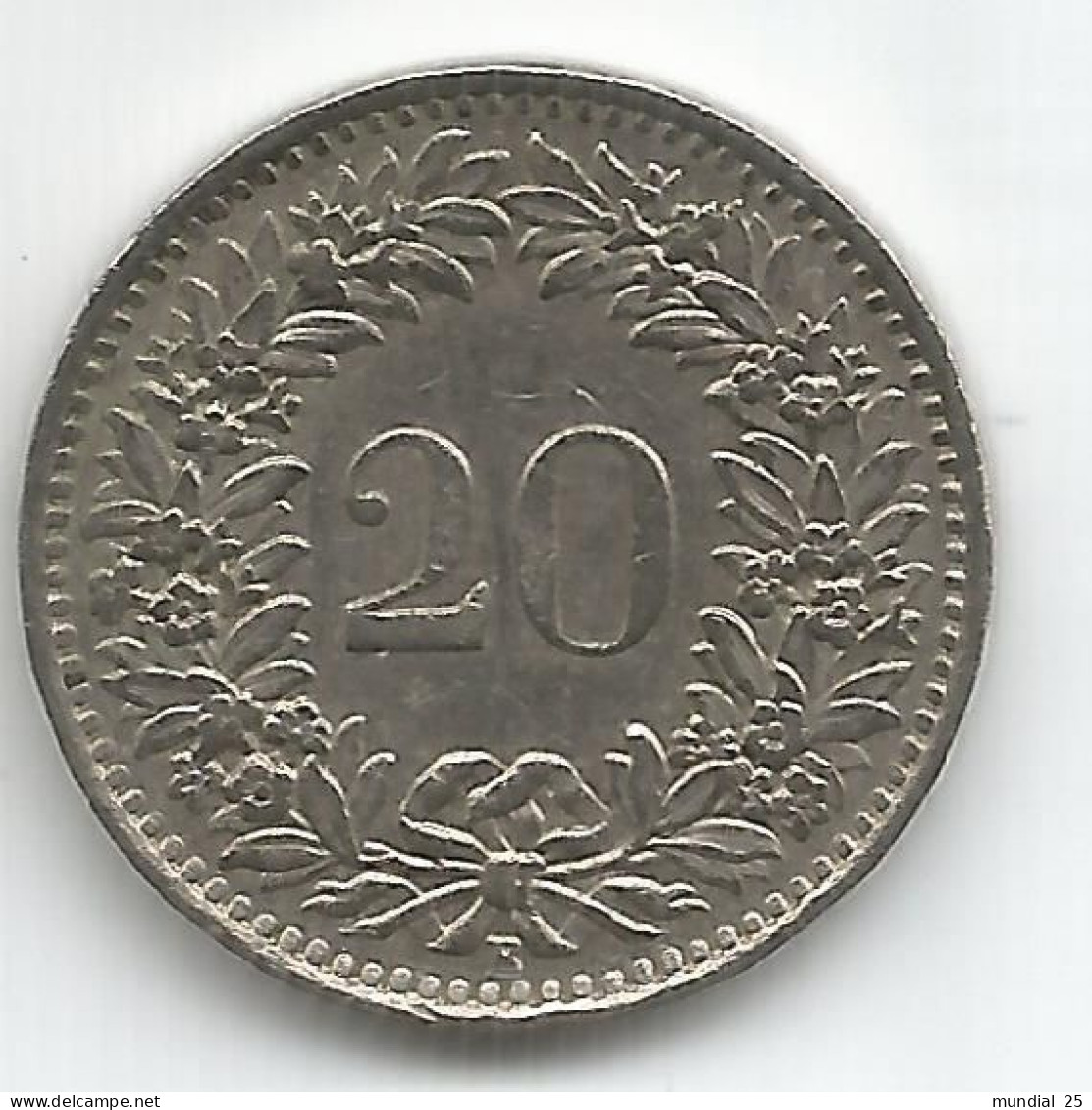 SWITZERLAND 20 RAPPEN 1962 B - 20 Centimes / Rappen